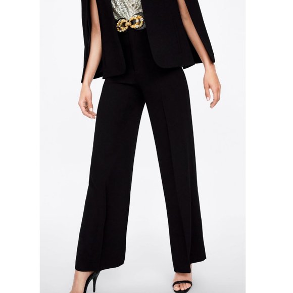 NWT Zara Black Flowy Wide Leg Pants - Picture 3 of 4